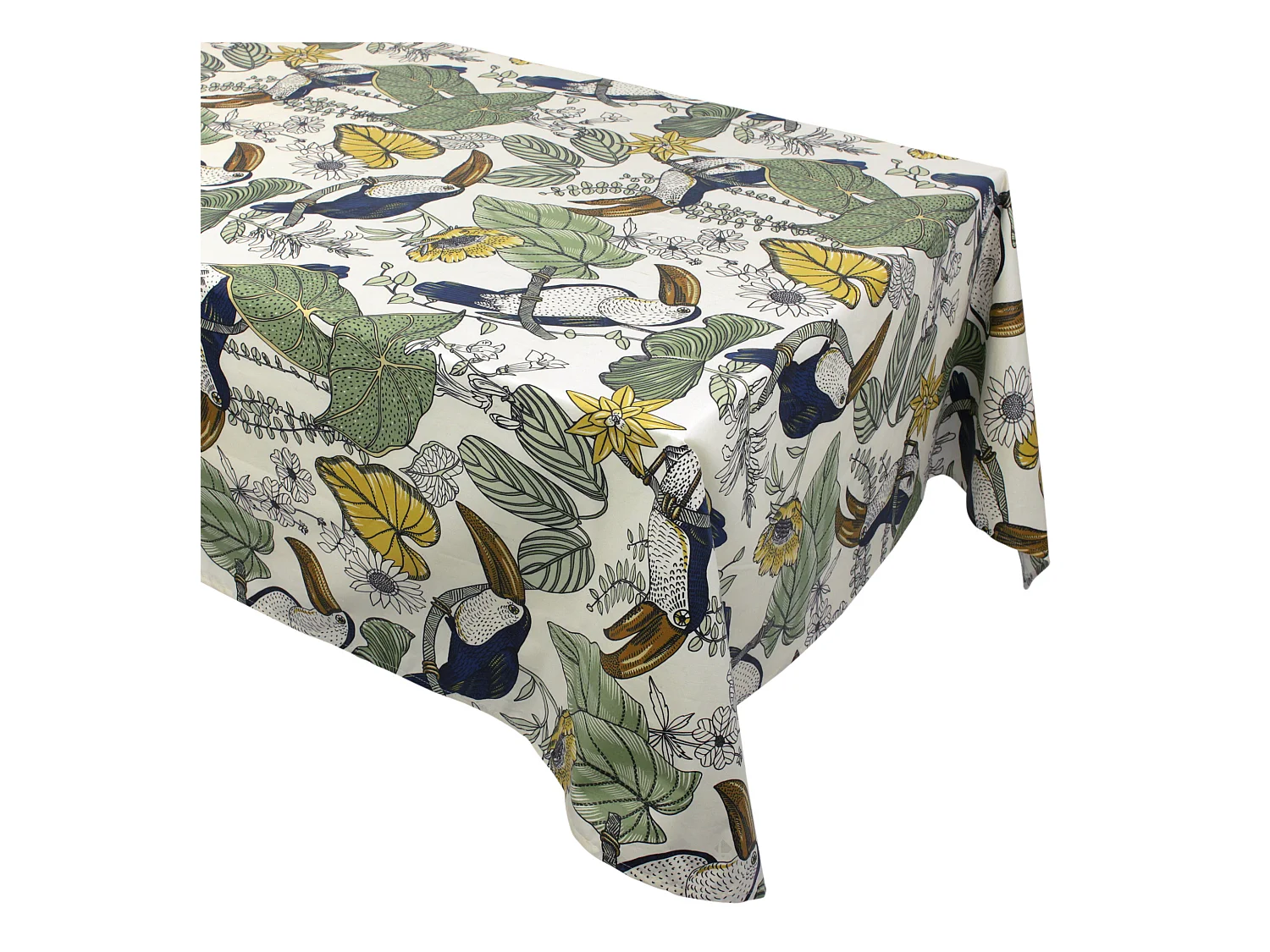 Nappe rectangle 160x200 cm BRESIL vert coton + enduction acrylique