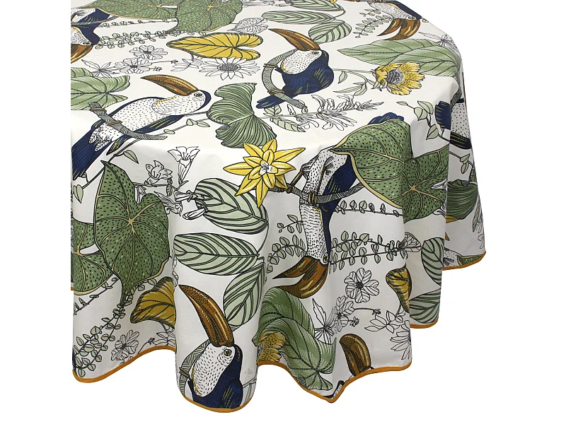 Nappe ovale 170x240 cm BRESIL vert coton + enduction acrylique