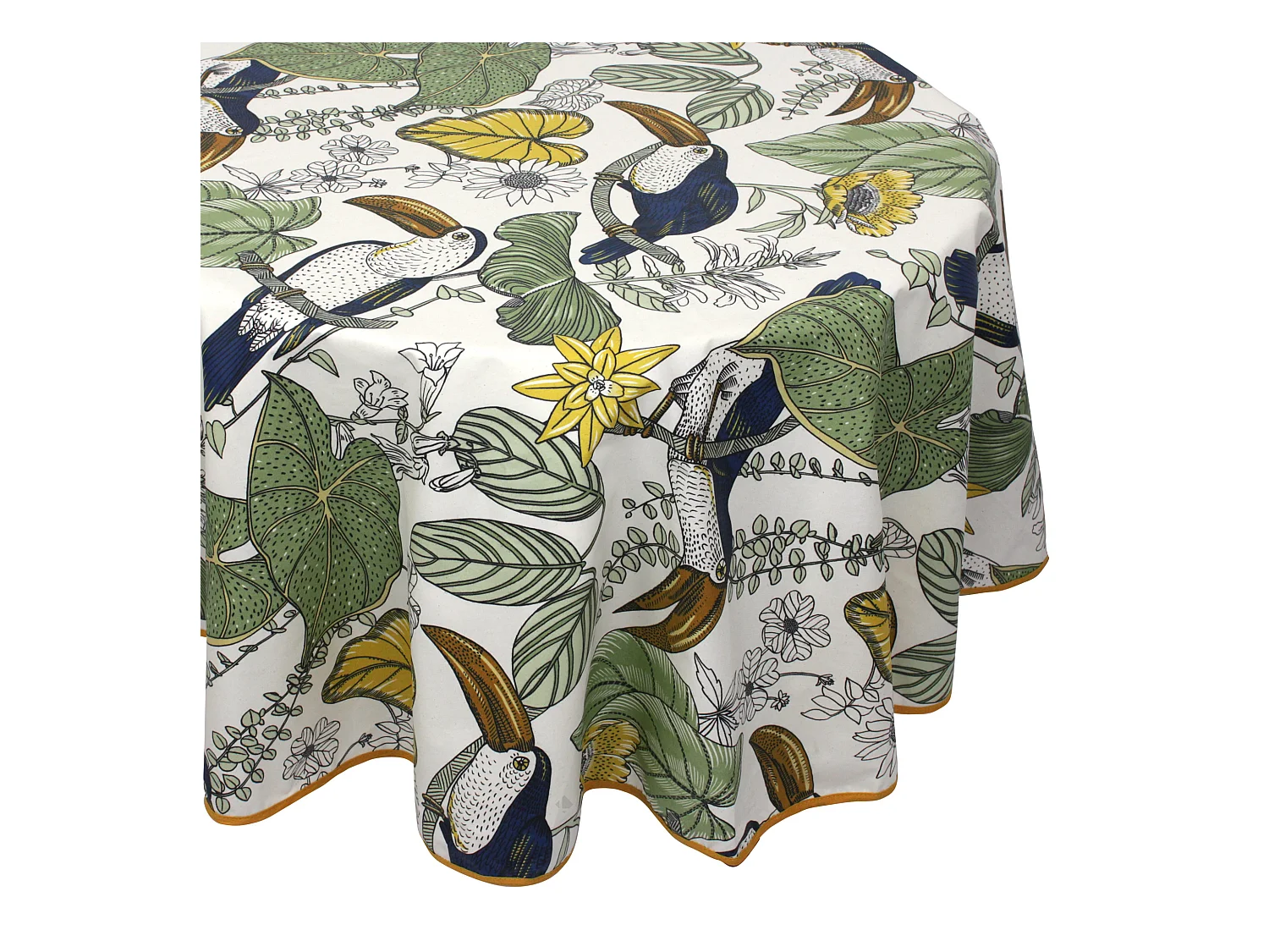 Nappe ovale 170x240 cm BRESIL vert coton + enduction acrylique