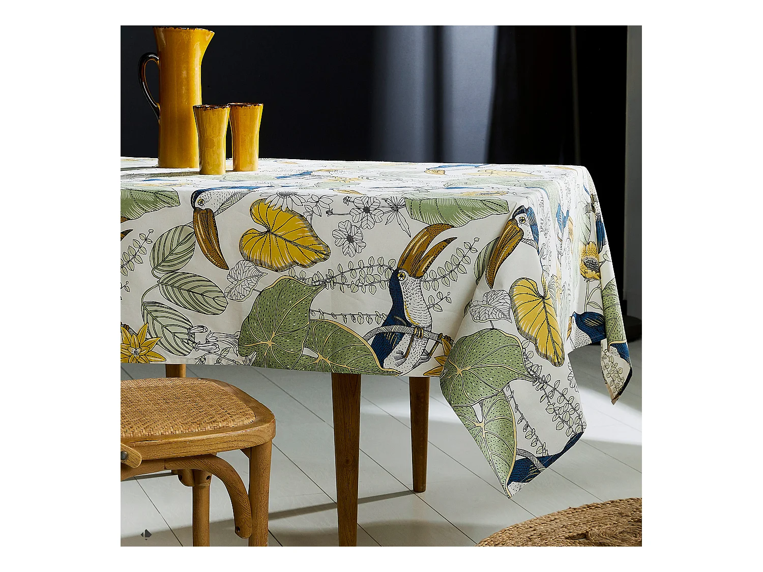 Nappe ovale 170x240 cm BRESIL vert coton + enduction acrylique