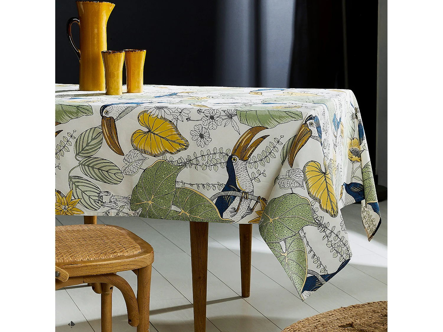 Nappe ovale 170x240 cm BRESIL vert coton + enduction acrylique