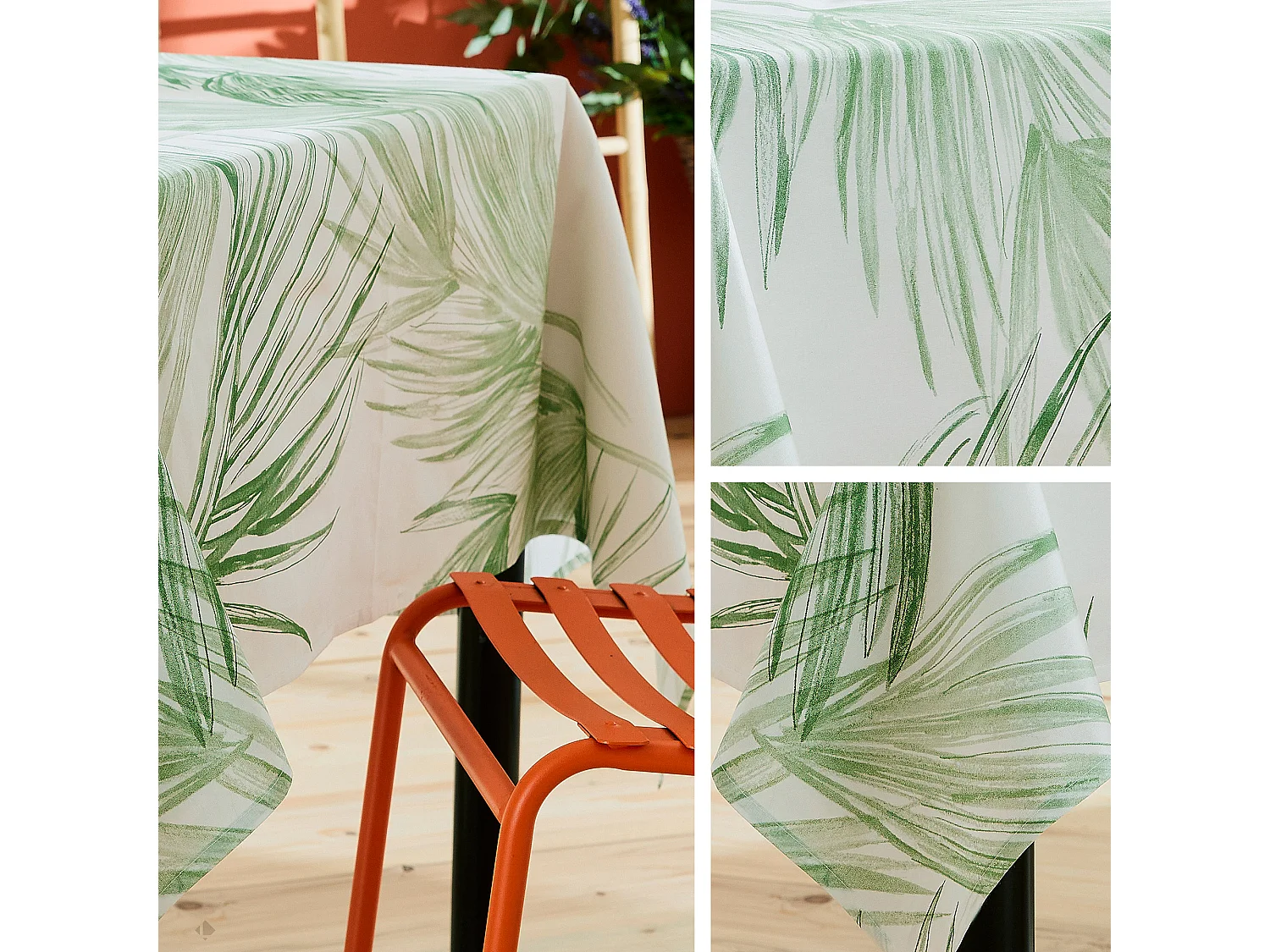 Nappe carrée 170x170 cm OASIS vert coton + enduction acrylique