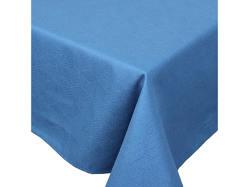 Nappe carrée 175x175 cm Jacquard coton CUBE bleu Cobalt
