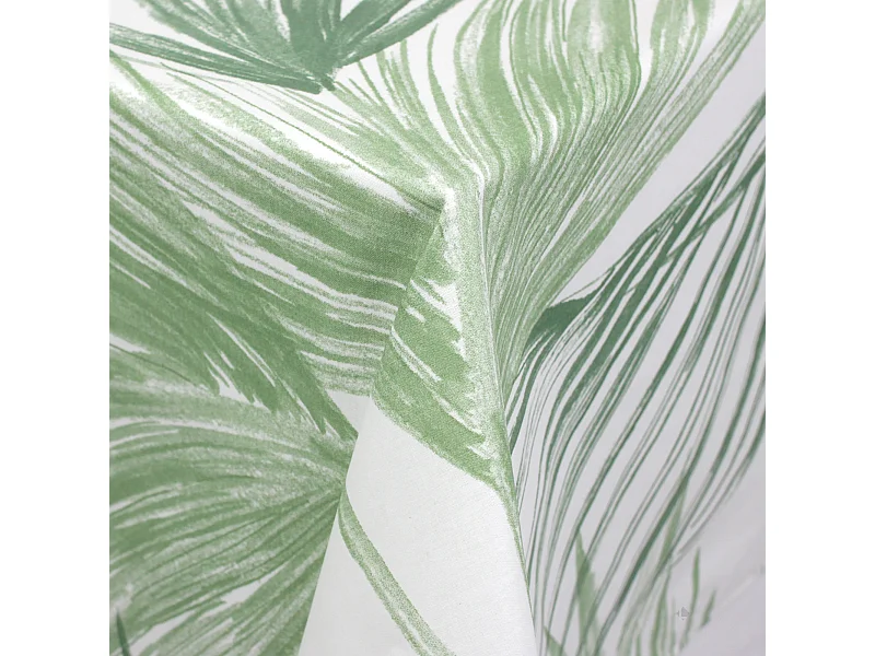Nappe rectangle 160x250 cm OASIS vert coton + enduction acrylique