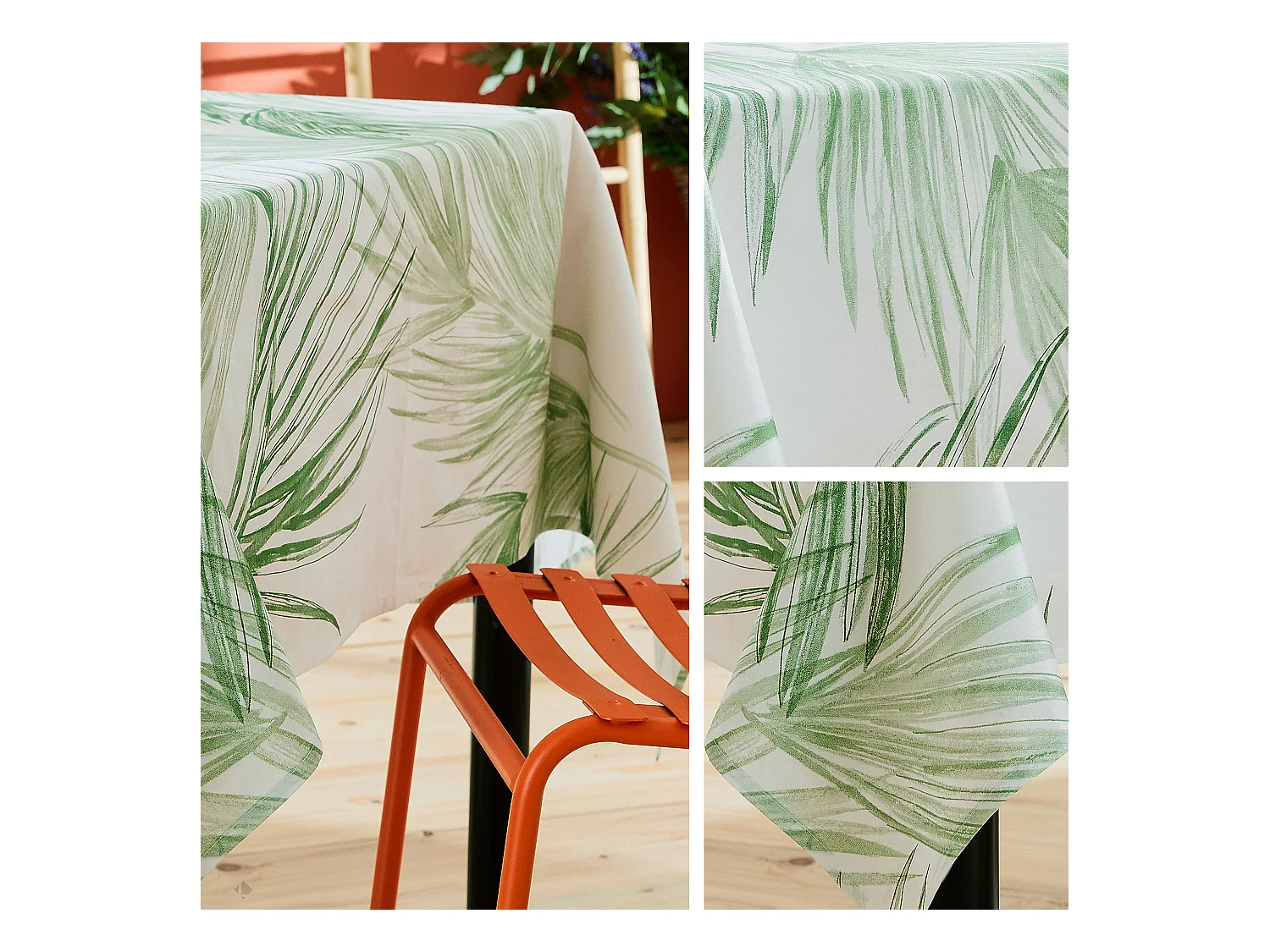 Nappe rectangle 160x350 cm OASIS vert coton + enduction acrylique