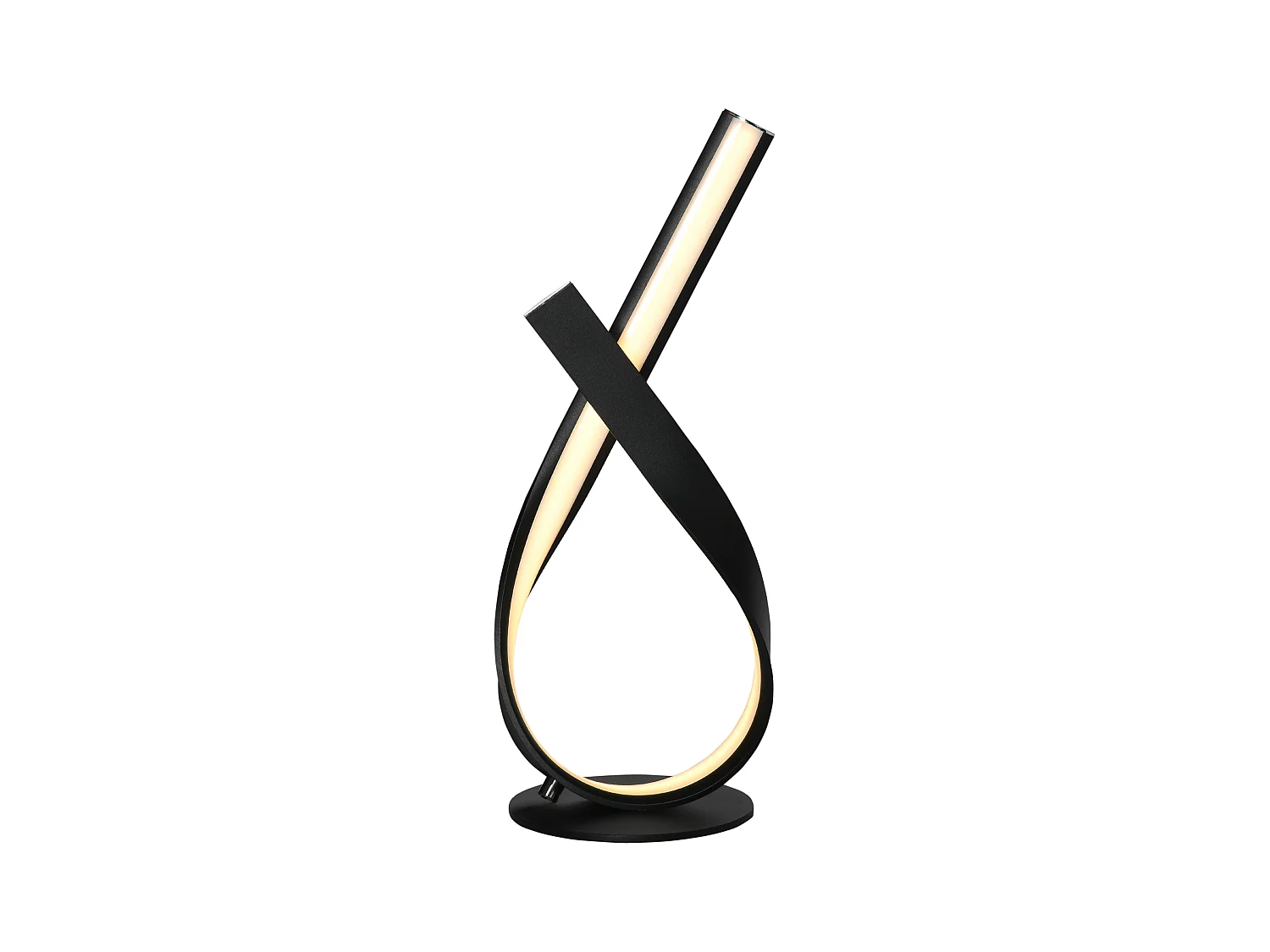 Lampe à poser design contemporain - lampe de table design spirale - dim. 21L x 15l x 43H cm - alu. noir LED blanc chaud