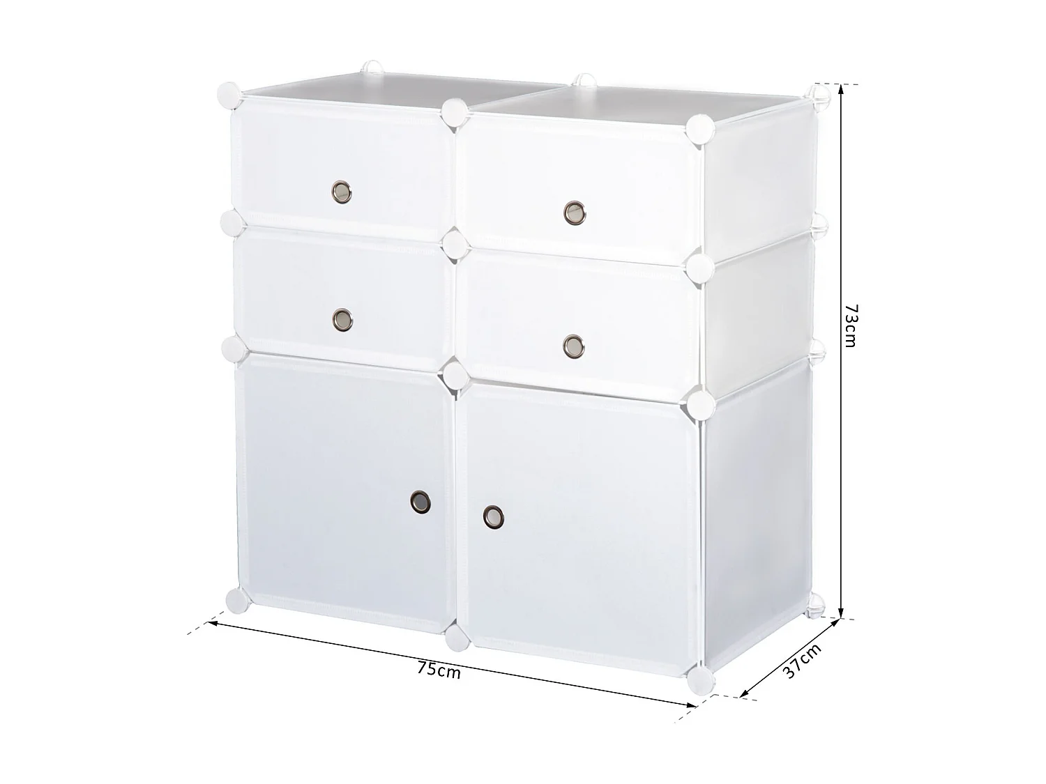 Armoire étagère à chaussures 3 niveaux 6 compartiments plastique + autocollants décoratifs 75L x 37l x 73H cm blanc