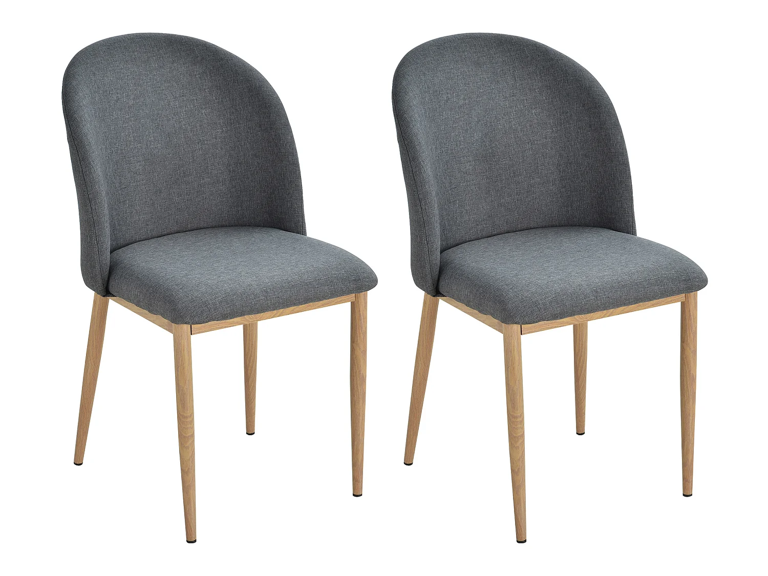 Lot de 2 chaises de salle à manger chaise de salon pieds en métal imitation bois 50 x 58 x 85 cm gris