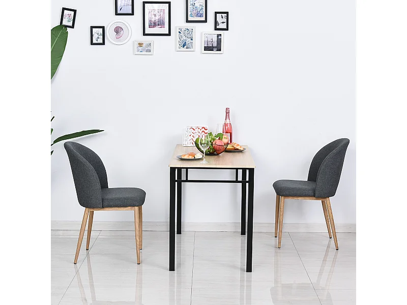 Lot de 2 chaises de salle à manger chaise de salon pieds en métal imitation bois 50 x 58 x 85 cm gris