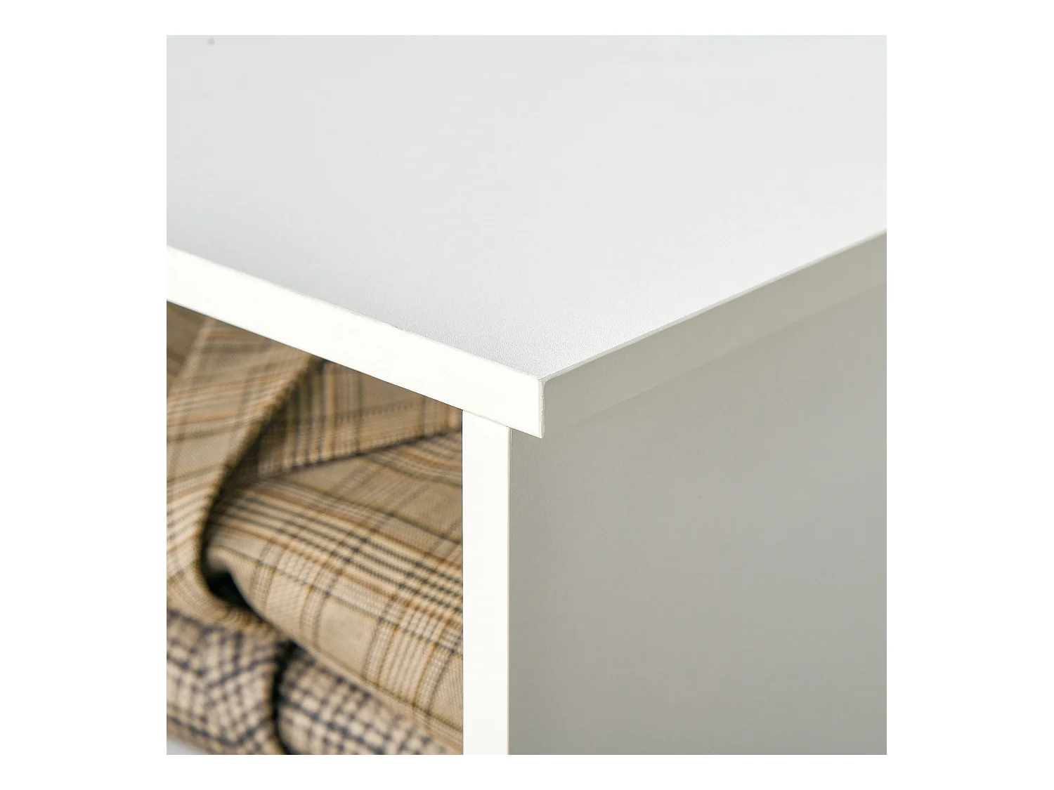 Armoire - meuble multi-rangements - placard porte 5 étagères, 3 niches, 2 tiroirs - panneaux de particules blanc