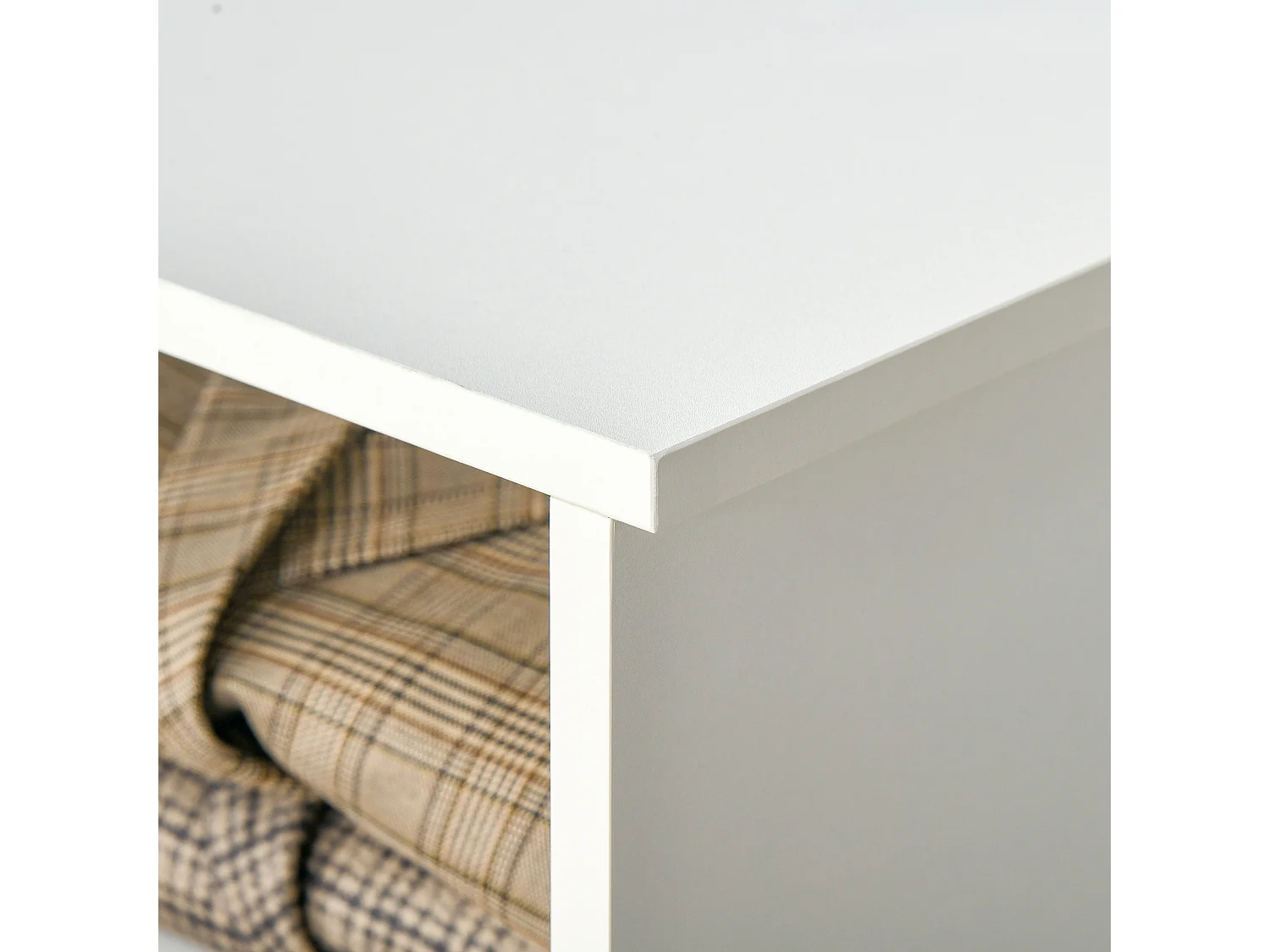 Armoire - meuble multi-rangements - placard porte 5 étagères, 3 niches, 2 tiroirs - panneaux de particules blanc