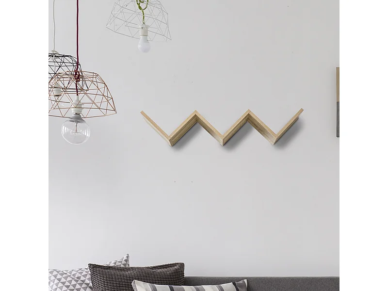 HOMCOM Etagères murale flottante - design contemporain en V - kit fixation inclus - panneaux particules chêne clair