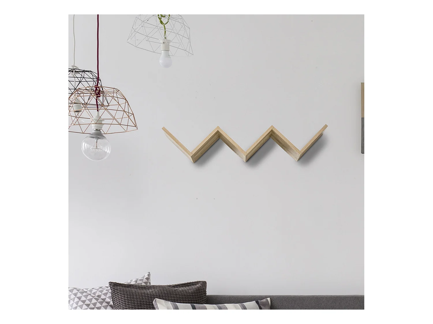 HOMCOM Etagères murale flottante - design contemporain en V - kit fixation inclus - panneaux particules chêne clair