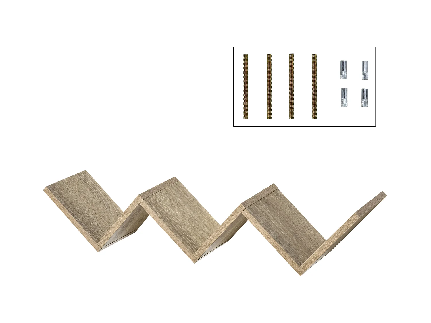 HOMCOM Etagères murale flottante - design contemporain en V - kit fixation inclus - panneaux particules chêne clair