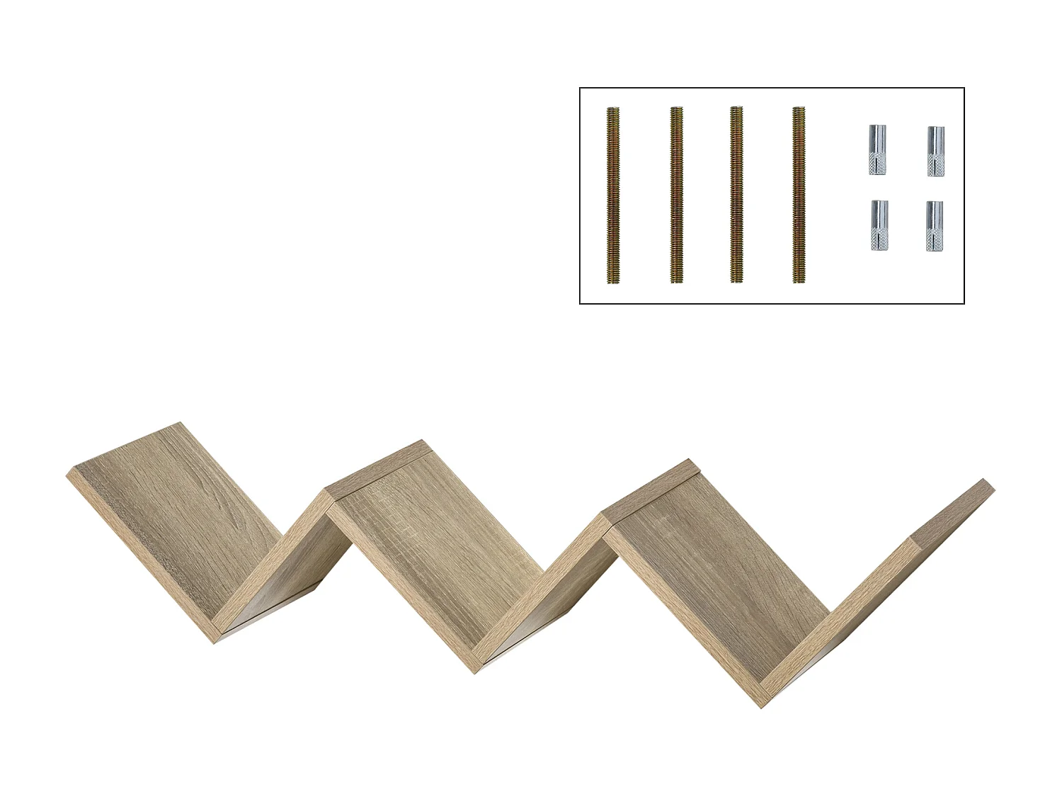 HOMCOM Etagères murale flottante - design contemporain en V - kit fixation inclus - panneaux particules chêne clair