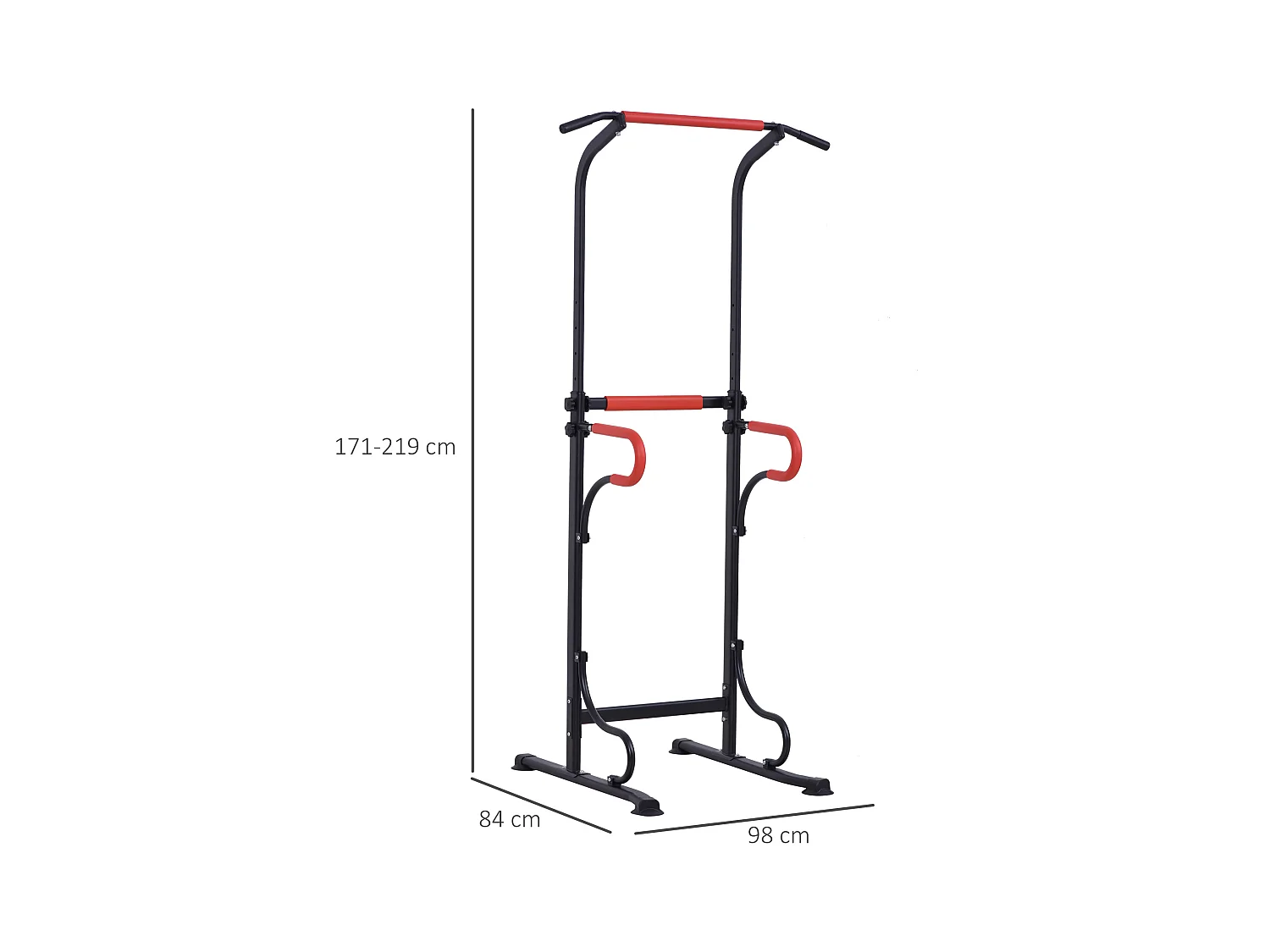 Station de musculation multifonctions barre de traction chaise romaine hauteur réglable acier noir rouge
