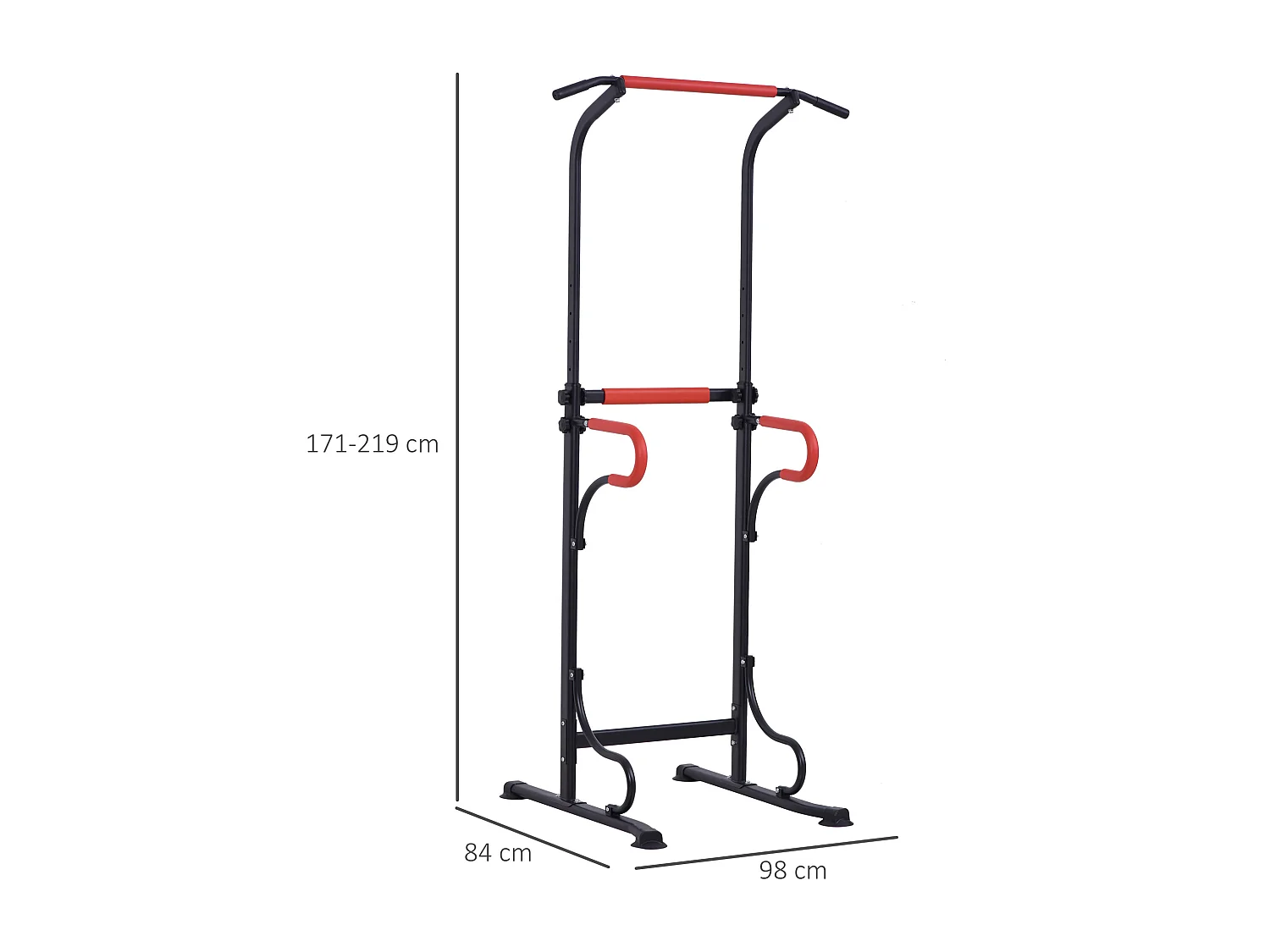 Station de musculation multifonctions barre de traction chaise romaine hauteur réglable acier noir rouge