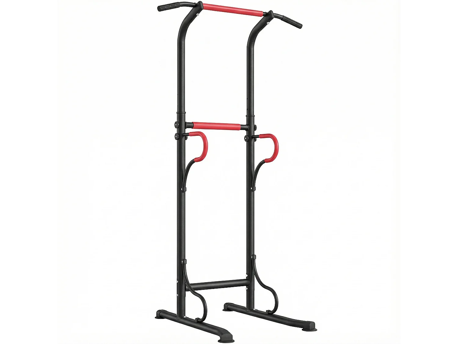 Station de musculation multifonctions barre de traction chaise romaine hauteur réglable acier noir rouge