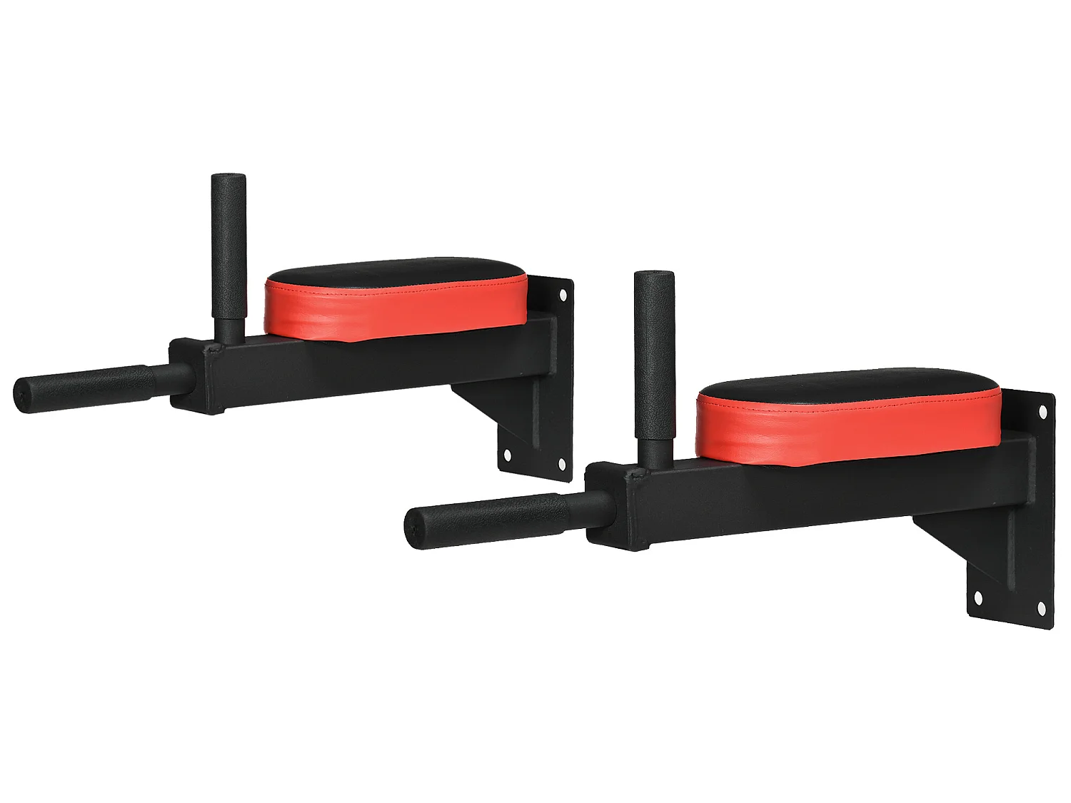 Barre de traction murale - barre de Fitness fixation murale - 2 prises possibles - charge max. 100 Kg acier PU noir rouge