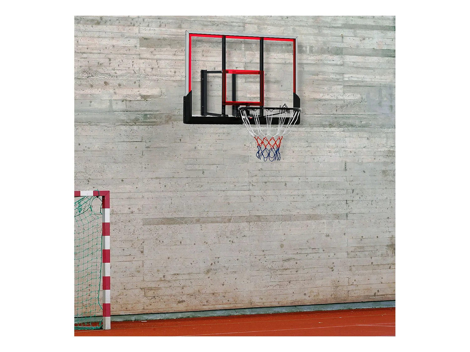 Panier de basket-ball mural avec ressort - panneau de basket à accrocher - visserie incluse - acier PC rouge noir