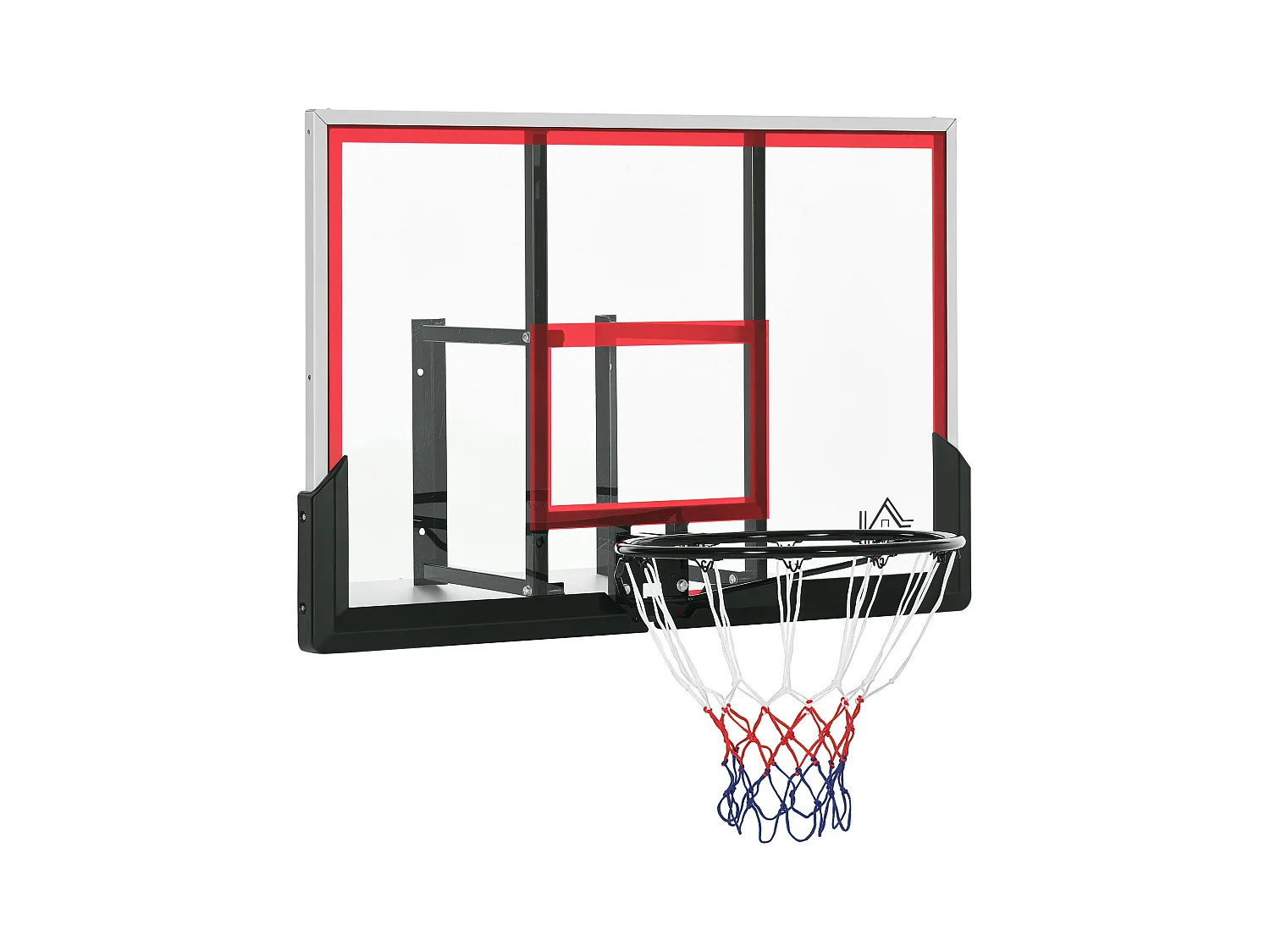 Panier de basket-ball mural avec ressort - panneau de basket à accrocher - visserie incluse - acier PC rouge noir