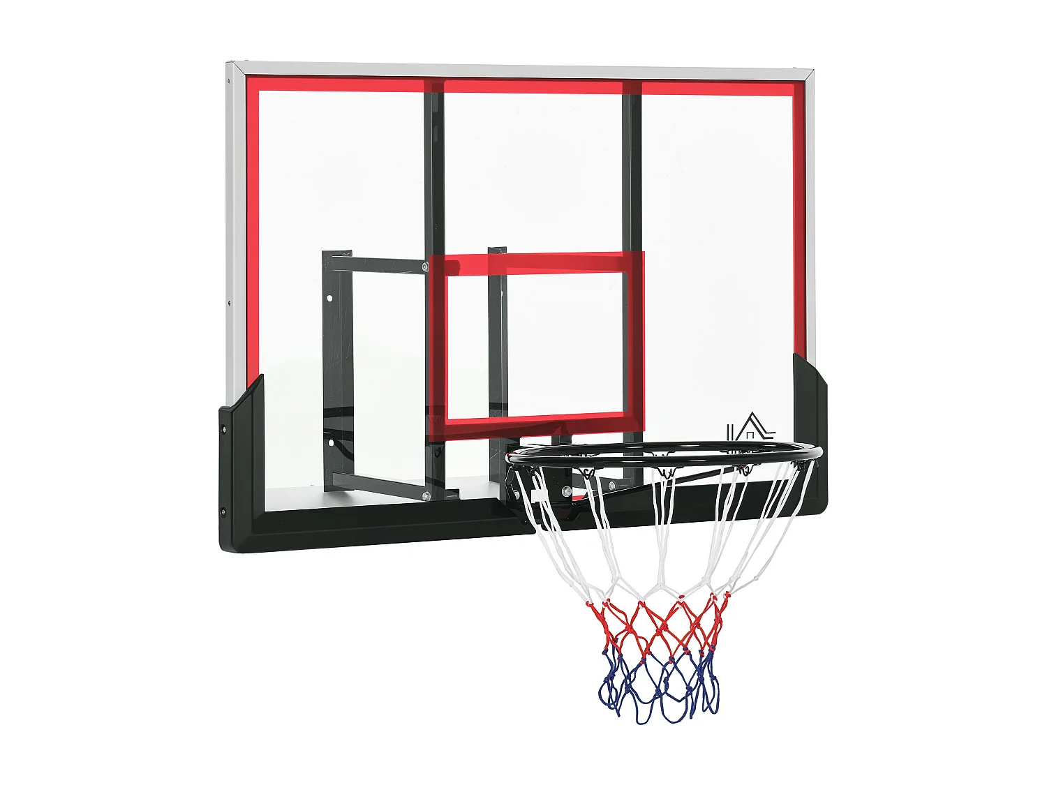 Panier de basket-ball mural avec ressort - panneau de basket à accrocher - visserie incluse - acier PC rouge noir