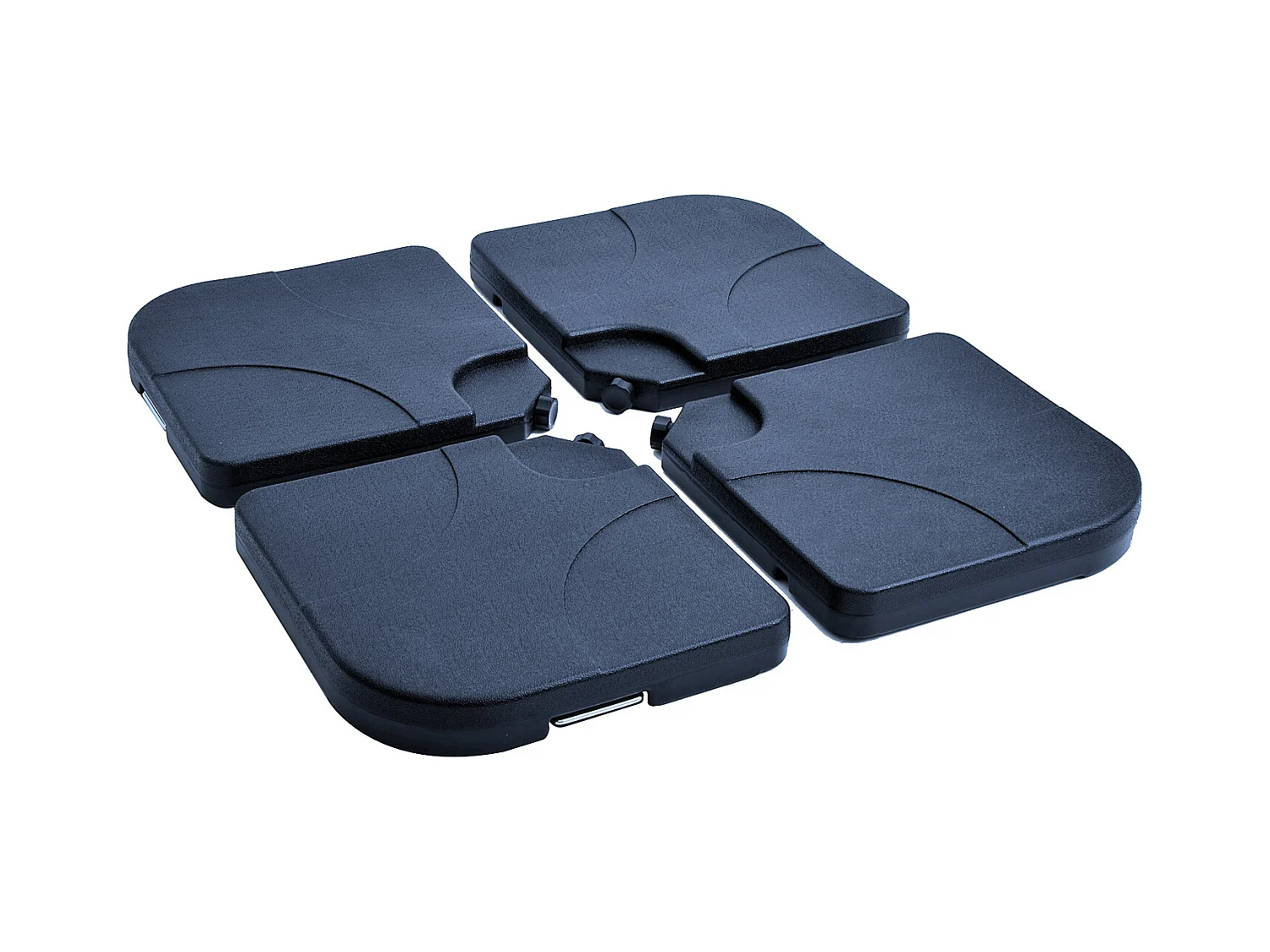 Lot de 4 poids de lestage carré avec poignée pour parasol 50 x 50 x 8 cm polyéthylène haute densité noir