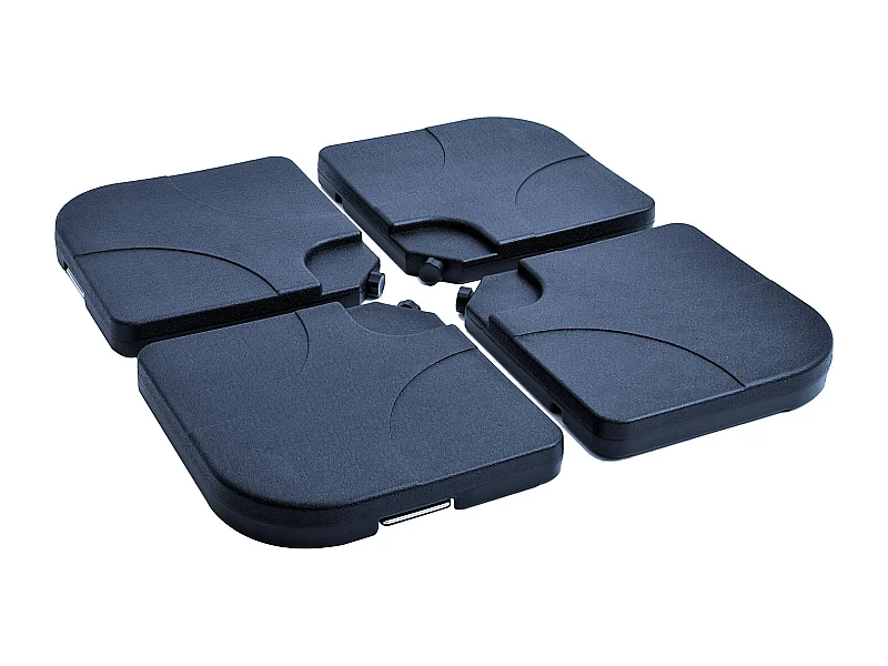 Lot de 4 poids de lestage carré avec poignée pour parasol 50 x 50 x 8 cm polyéthylène haute densité noir