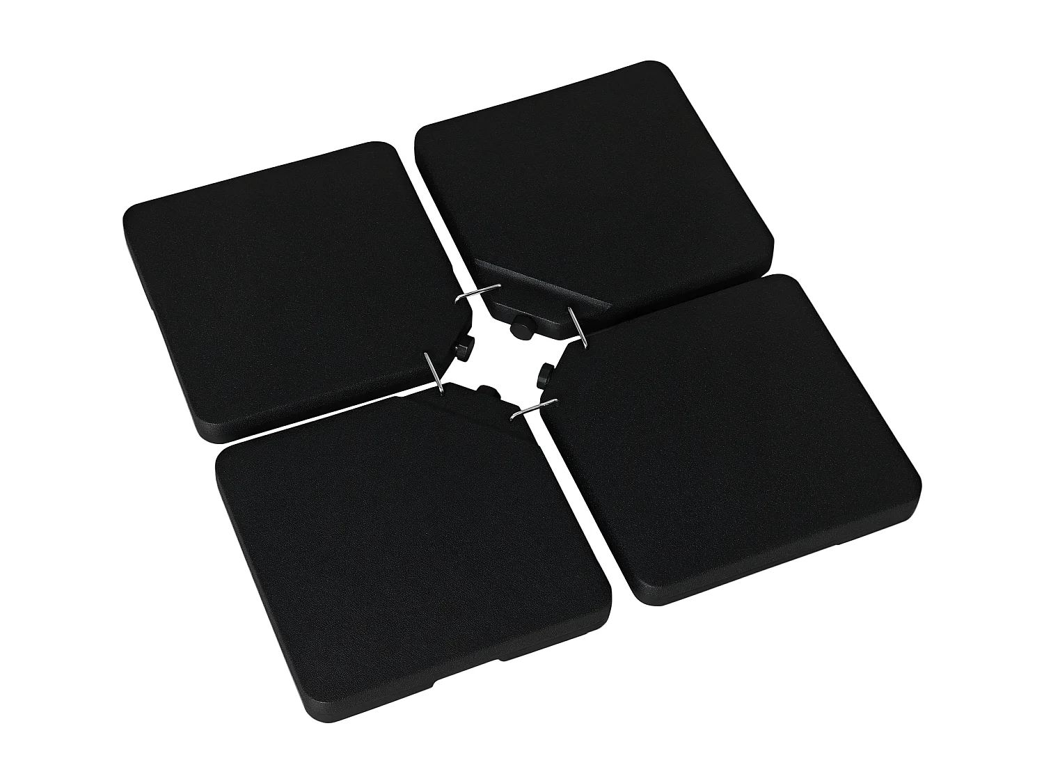 Pied de parasol lot de 4 dalles pour parasol à lester dim. tot. 100L x 100l x 6,8H cm HDPE surface granuleuse noir