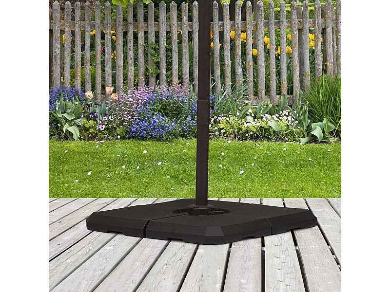 Pied de parasol lot de 4 dalles pour parasol à lester dim. tot. 100L x 100l x 9,5H cm HDPE noir