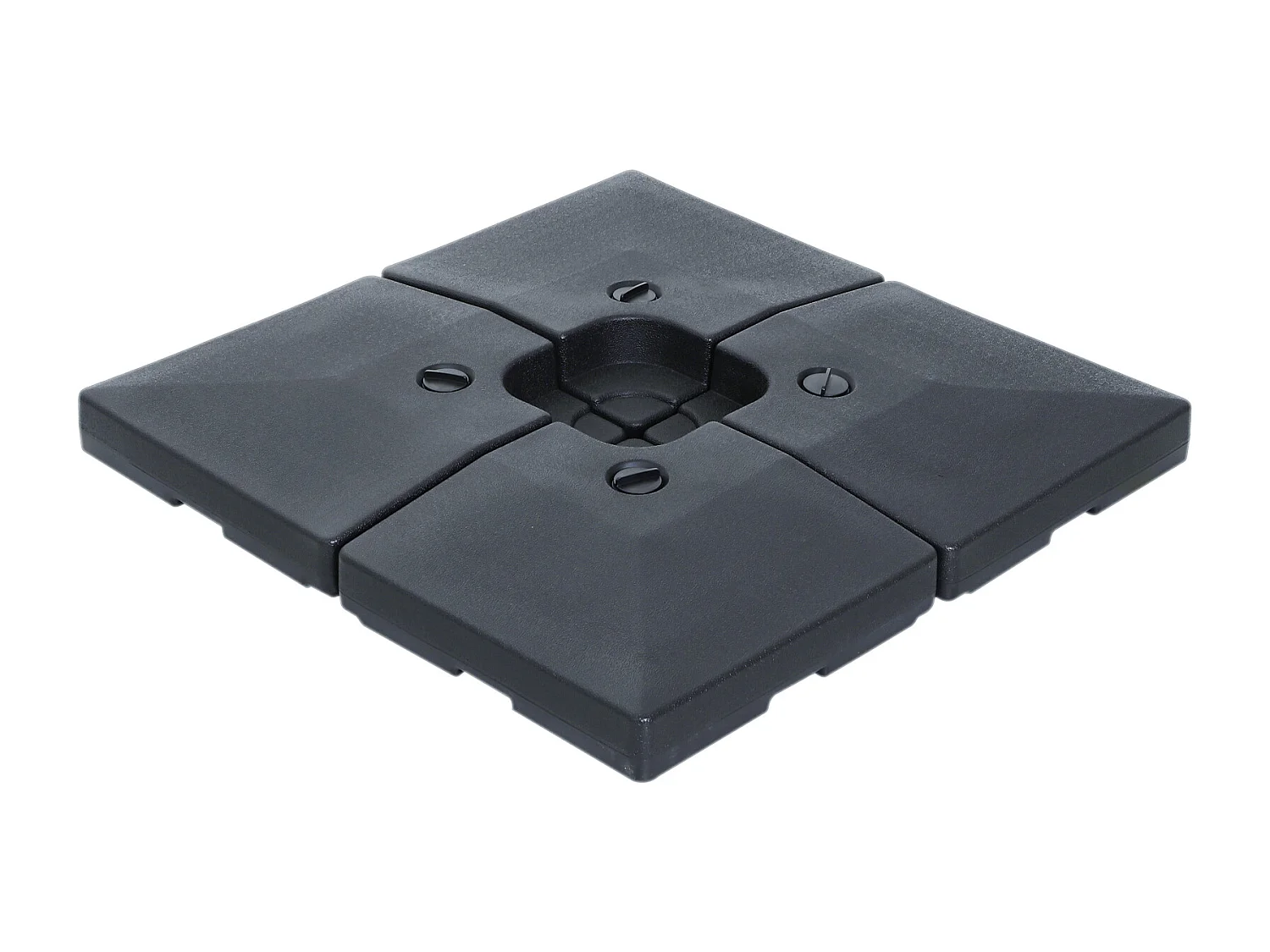 Lot de 4 poids de lestage carré pour parasols déportés dim. par dalle 51L x 51l x 12H cm polyéthylène haute densité noir