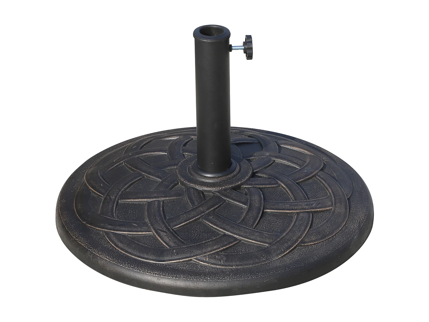 Pied de parasol base de lestage de parasol rond résine imitation fonte motif rosace diamètre 57 cm poids net 19 Kg