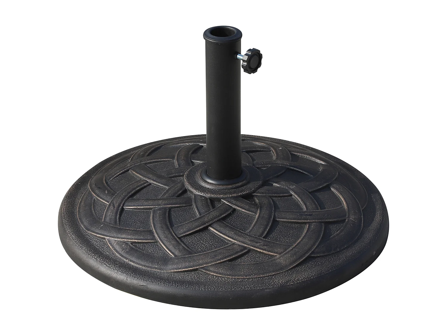 Pied de parasol base de lestage de parasol rond résine imitation fonte motif rosace diamètre 57 cm poids net 19 Kg