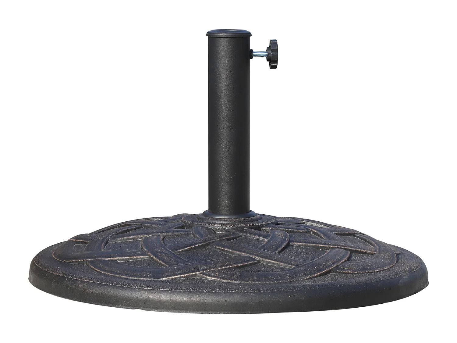 Pied de parasol base de lestage de parasol rond résine imitation fonte motif rosace diamètre 57 cm poids net 19 Kg