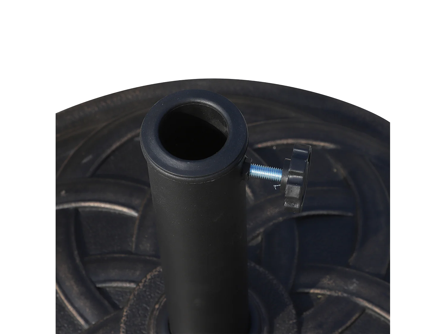 Pied de parasol base de lestage de parasol rond résine imitation fonte motif rosace diamètre 57 cm poids net 19 Kg