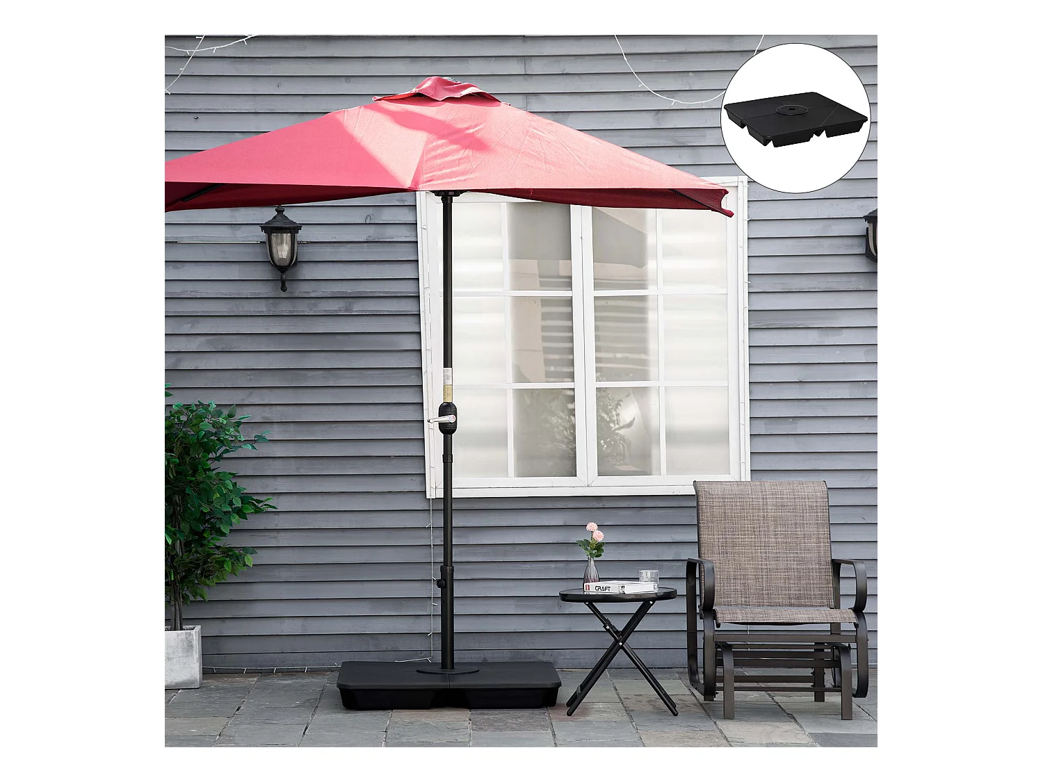 Lot de 4 poids de lestage pour parasols déportés piètement croix Ø mât 4,8 cm polypropylène texturé noir