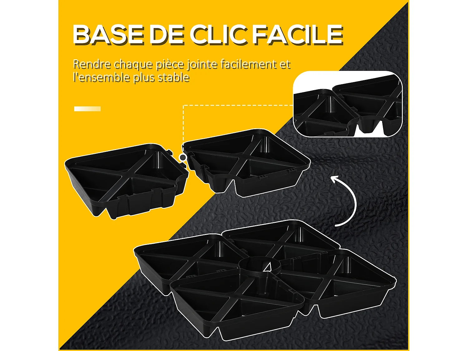 Lot de 4 poids de lestage pour parasols déportés piètement croix Ø mât 4,8 cm polypropylène texturé noir