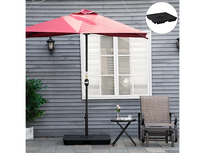 Lot de 4 poids de lestage pour parasols déportés piètement croix Ø mât 4,8 cm polypropylène texturé noir