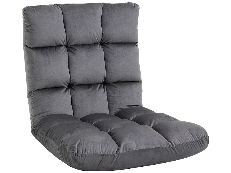 Fauteuil convertible fauteuil paresseux grand confort inclinaison dossier multipositions 90°-180° flanelle polyester capitonné gris foncé