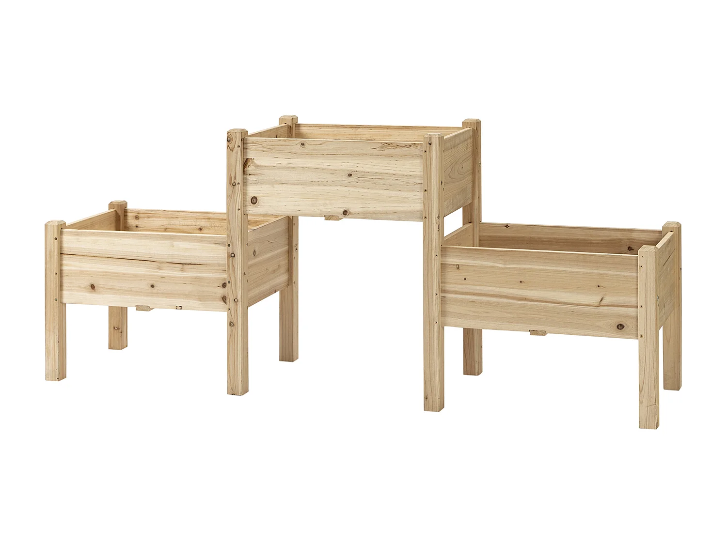 Jardinière sur pieds carré potager 2 étages dim. 184L x 45l x 80H cm inserts d'irrigation bois sapin pré-huilé