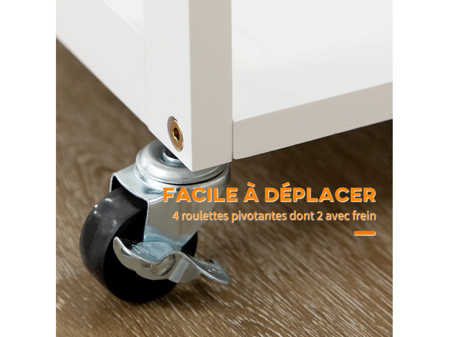 Ensemble table de bar pliable sur roulettes avec 2 tiroirs - 2 tabourets inclus - bois bambou verni et blanc