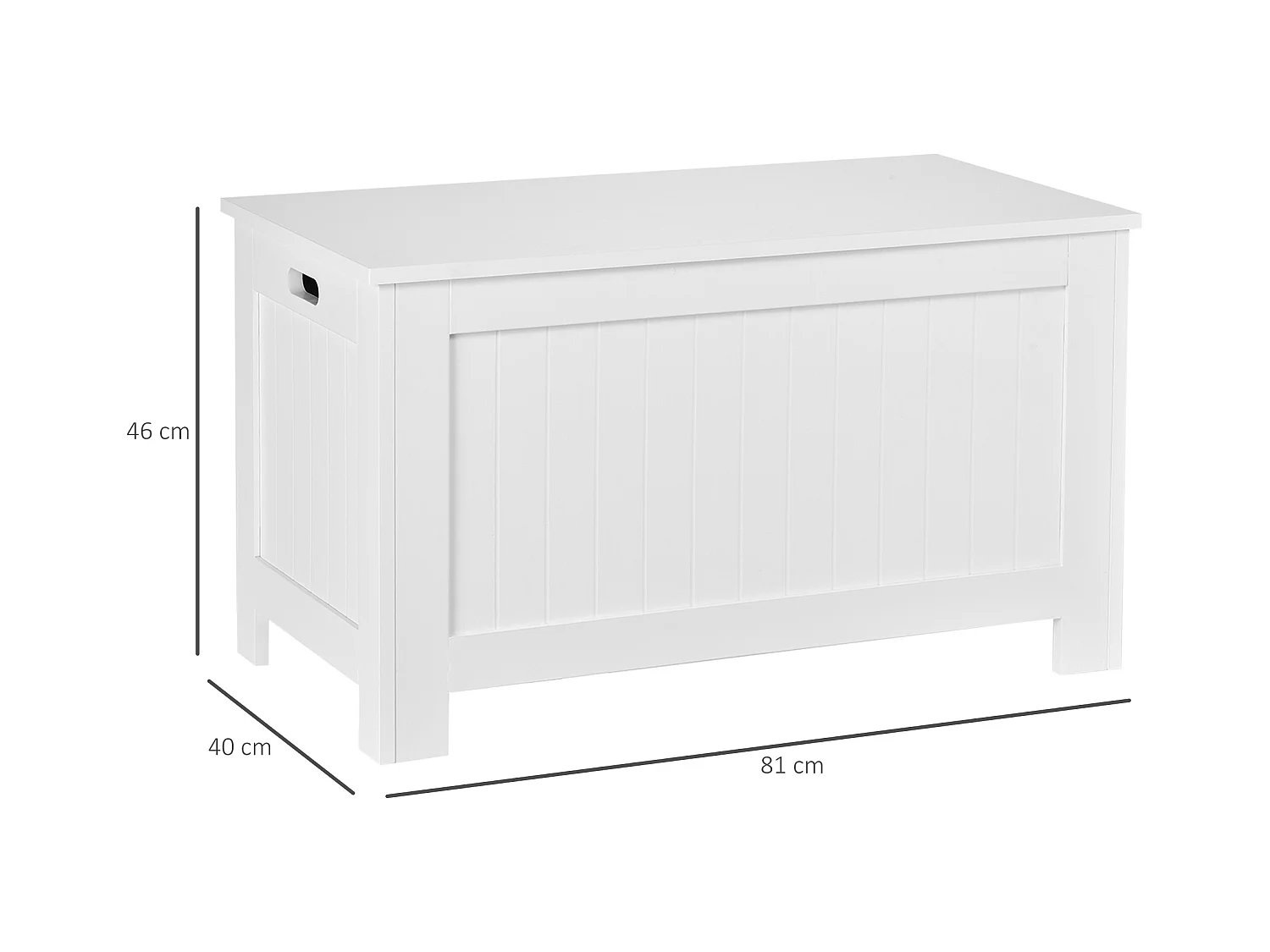Coffre malle de rangement 81L x 40l x 46H cm MDF blanc