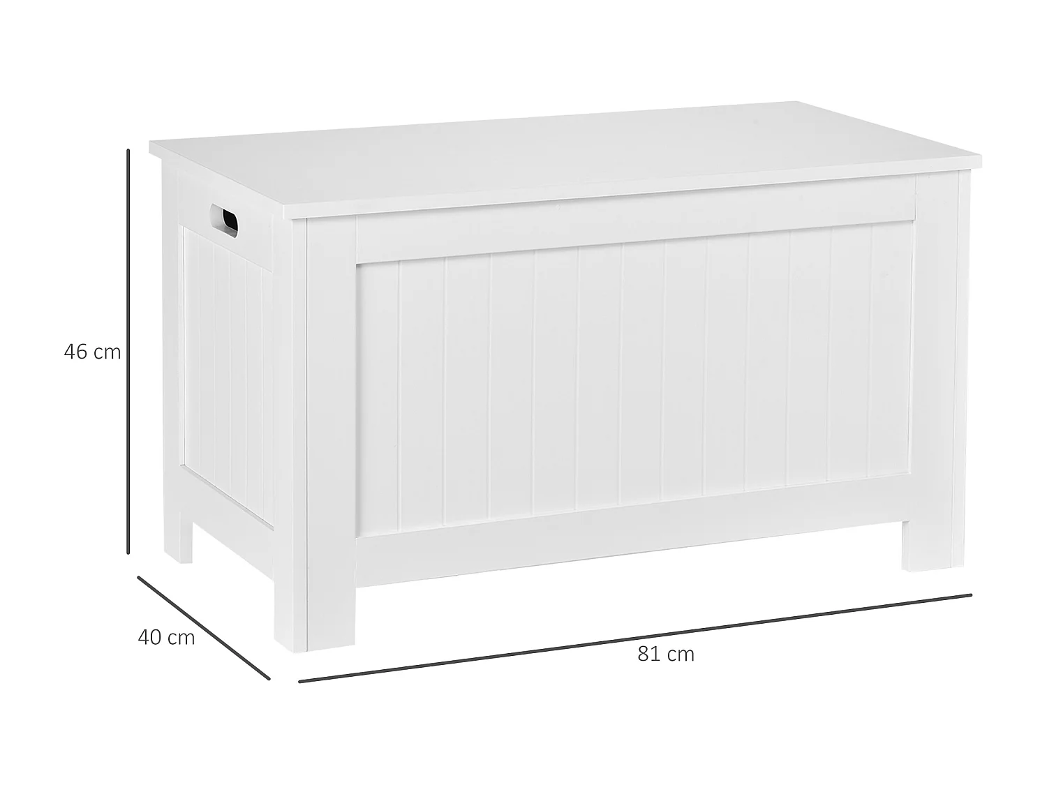 Coffre malle de rangement 81L x 40l x 46H cm MDF blanc