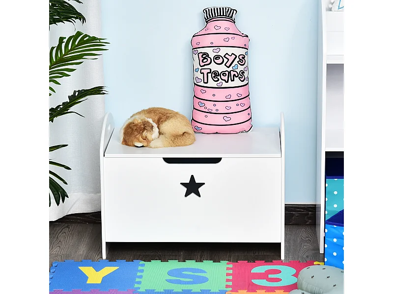 HOMCOM Coffre malle de rangement coffre à jouets dim. 62L x 40l x 46H cm MDF blanc