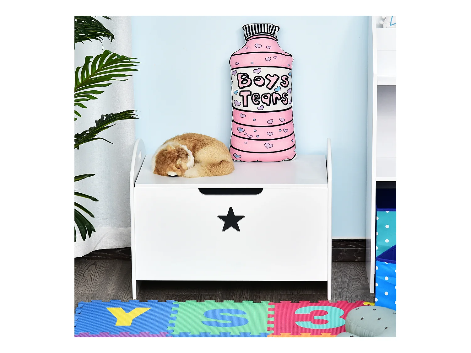 HOMCOM Coffre malle de rangement coffre à jouets dim. 62L x 40l x 46H cm MDF blanc