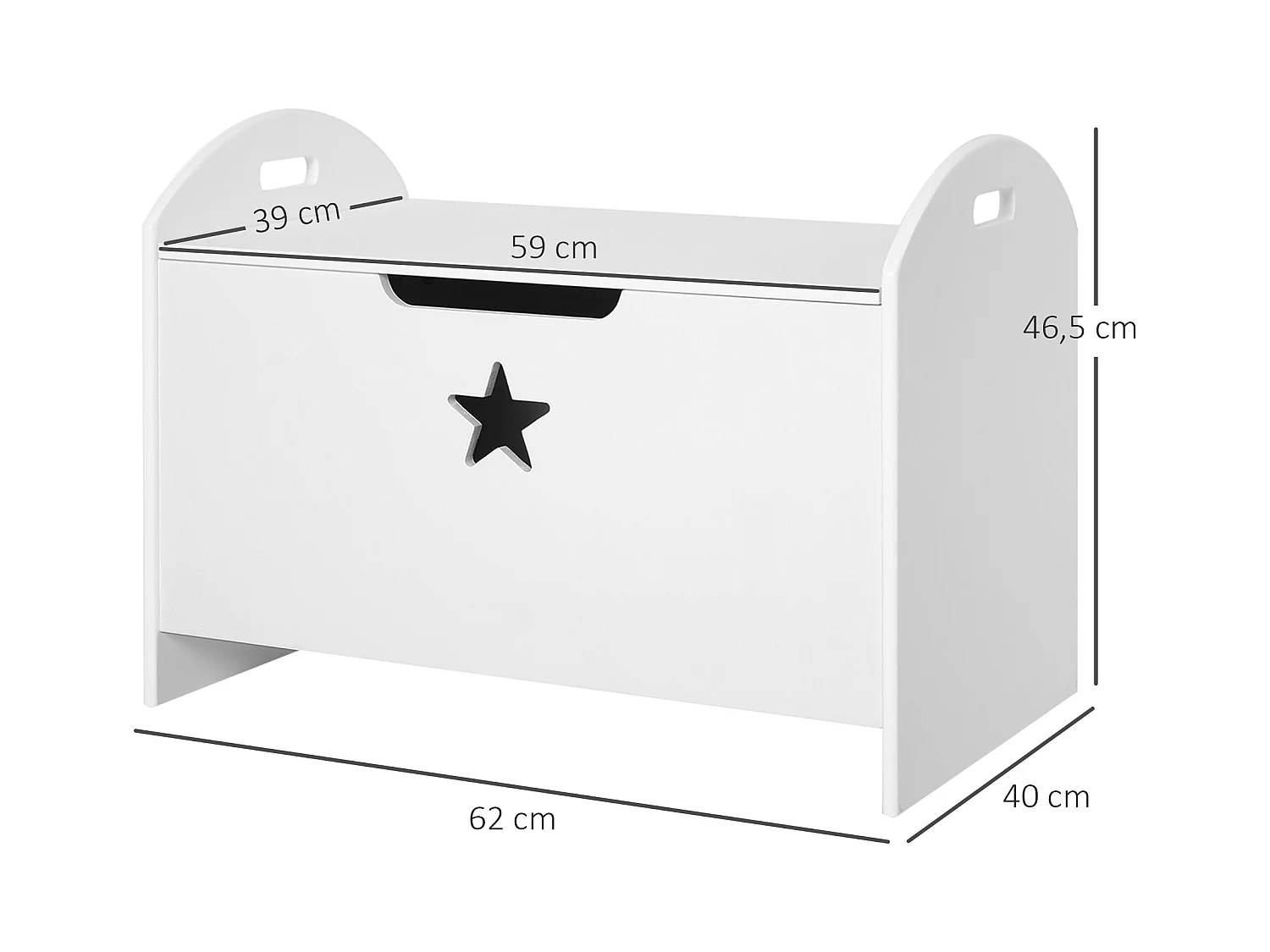 HOMCOM Coffre malle de rangement coffre à jouets dim. 62L x 40l x 46H cm MDF blanc