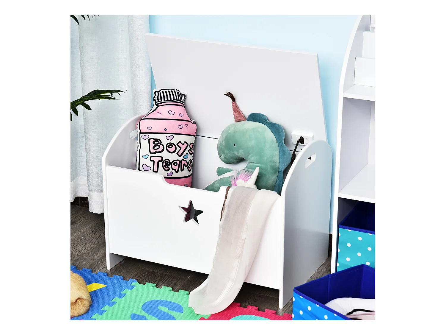 HOMCOM Coffre malle de rangement coffre à jouets dim. 62L x 40l x 46H cm MDF blanc