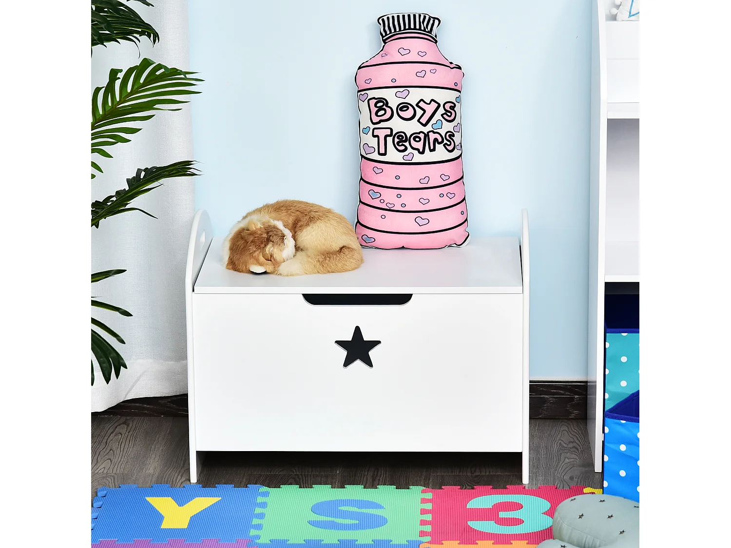 HOMCOM Coffre malle de rangement coffre à jouets dim. 62L x 40l x 46H cm MDF blanc