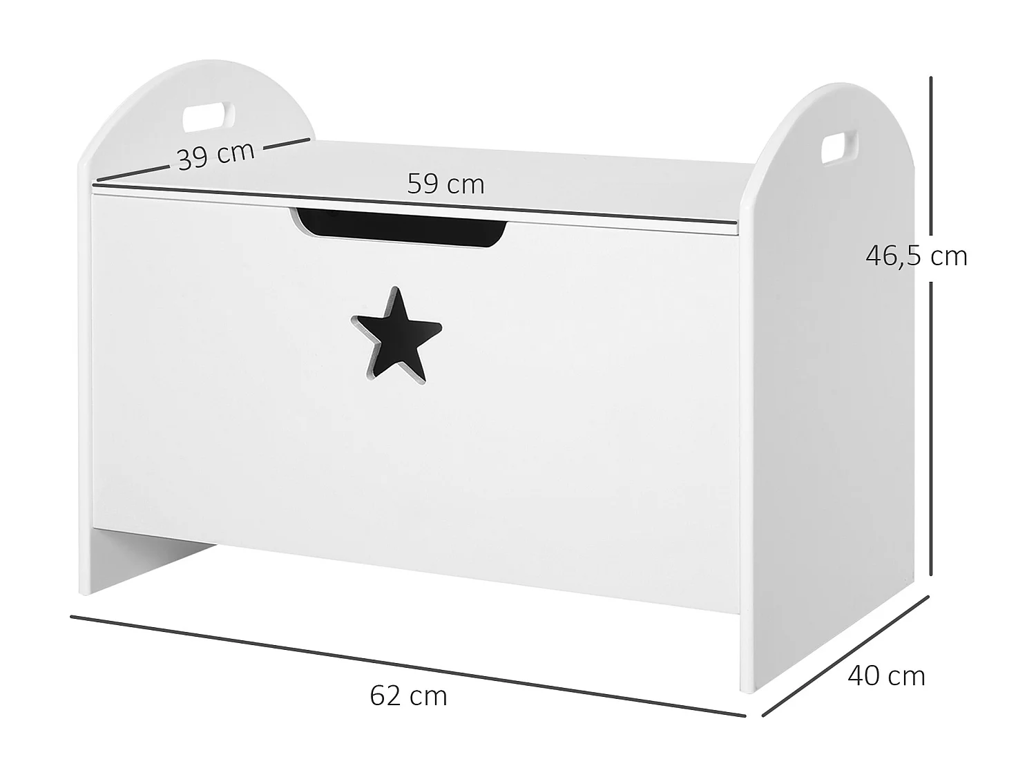HOMCOM Coffre malle de rangement coffre à jouets dim. 62L x 40l x 46H cm MDF blanc