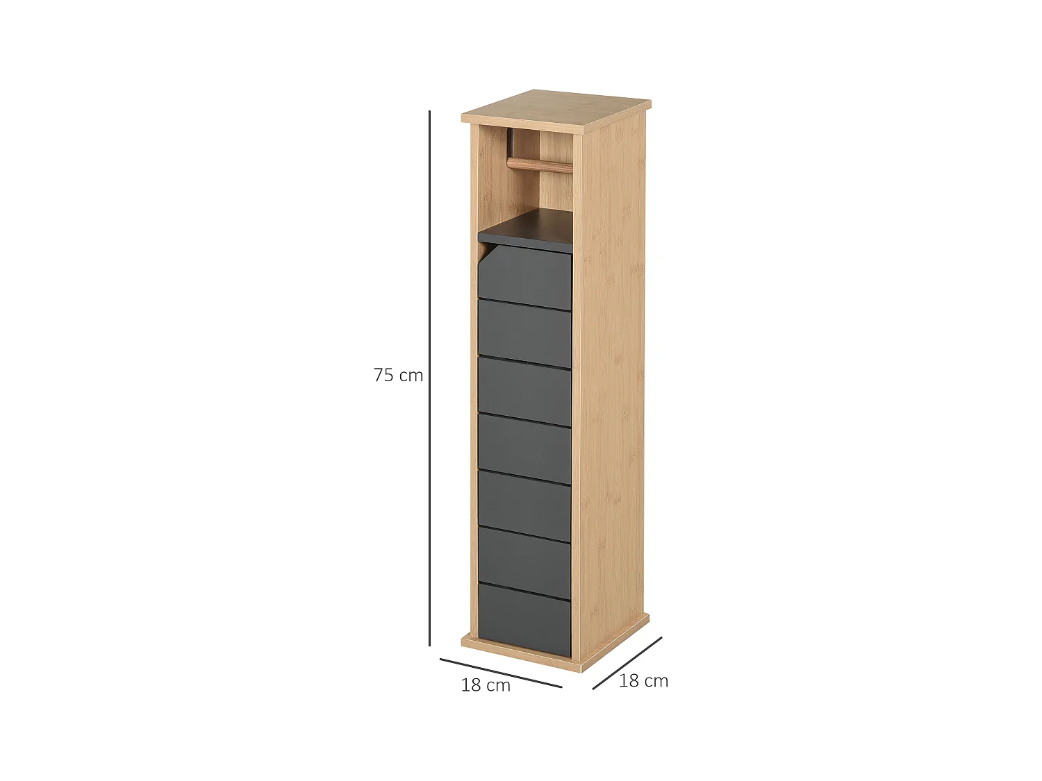 Support papier toilette - porte-papier toilette - armoire pour papier toilette - 2 niveaux + sortie papier MDF gris bambou